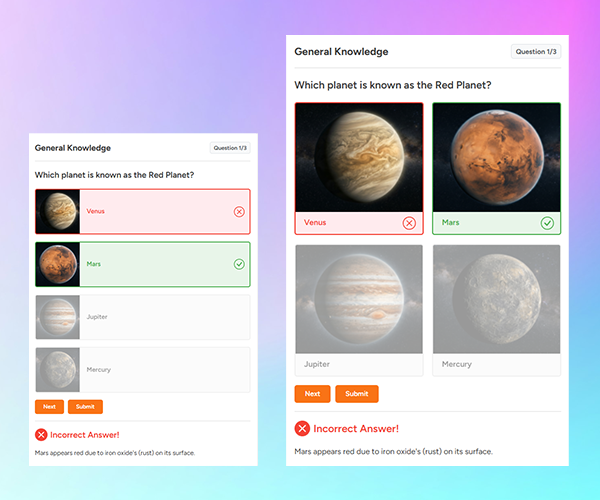 Quiz with option image