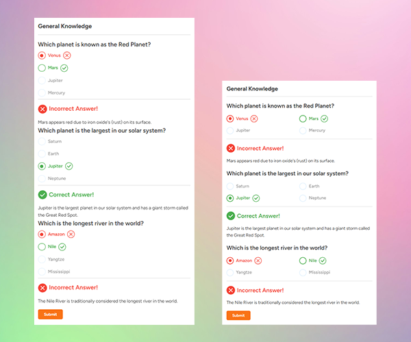 List mode with answer